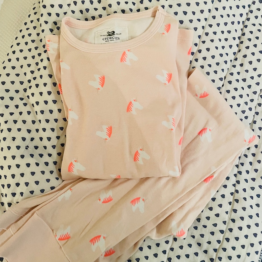 Crewcuts girls preppy unicorn glow in the dark pajama set